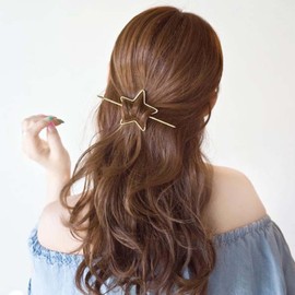 Yheakne Love Heart Hair Slide Clip Large Heart Hair Clip Vintage Hair Slide Pin Bun Holder Gold Bobby Pin Metal Hair Accessories for Women and Girls (Gold Star)