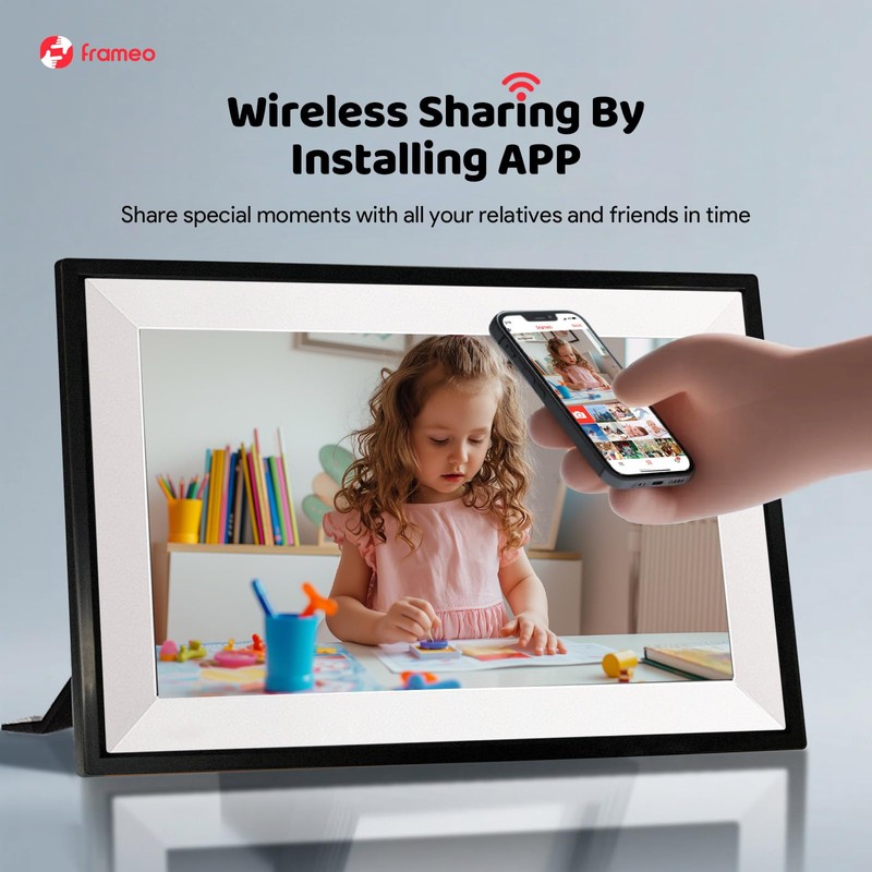 Digital Picture Frame WiFi Digital Photo Frame, 32GB Storage, Auto-Rotate