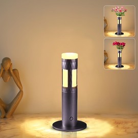 Leroxo Vase Table Lamp,Portable Metal LED Table Lamp,3 Color Touch Sensor Control Rechargeable Desk Lamp,Unique Lamps, Lamp for Arranging Flowers,for Living Room, Bedroom(Brown)