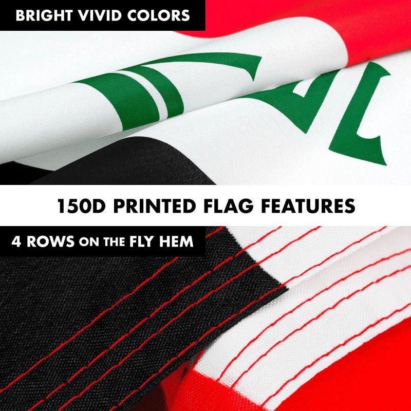 G128 Flag Pole 6FT Black Tangle Free & Iraq Iraqi