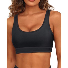 Black Women Sports Bra Bikini Top Athletic Bathing Suit Swimsuit Top for Teen Girls L