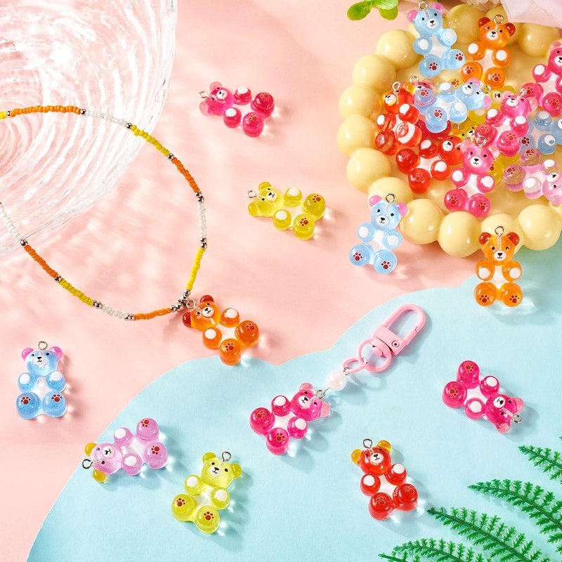 Magibeads 30Pcs Gummy Bear Charms 31x19mm Acrylic Candy Bear Animal