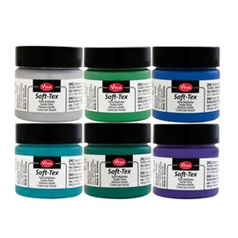 Viva Decor Soft Tex Textile Paints Set of 6 - Seabreath - Textile Paint with Extra Soft Grip - Fabric Paints Washable Children - Dye Textiles - Textile Paints Washable - Made in Germany