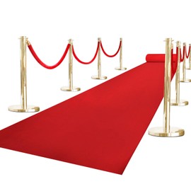 Red Carpet Runner for Party, Premium 160 GSM Felt Non-Woven Fabric Runway Rug for Party Wedding & Special Events,Rolled Package Without Creases (Red, 3X15 ft)