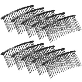 Samcos Hair Comb, Set of 10, 20 Legs Hair Comb, Accessories, Anti-Shedding Wire Comb, Invisible Bangs Comb, DIY, Handmade Comb, Hair Accessory Parts (Black)