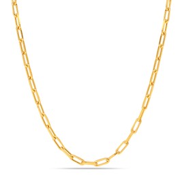 LeCalla 925 Sterling Silver Italian Gold Plated 4.5 MM PaperClip Link Chain Necklace for Women 20 Inches