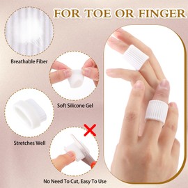 24 Pieces Toe Tubes 0.98 Inches Toe Cushion Tube Corn Pads for Toes Sleeves Soft Gel Protectors for Cushions Corns Blisters Calluses Toes and Fingers 3 Size (White)