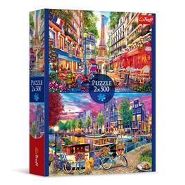 Trefl 37496 2-in-1: European Capitals 2 x 500 Piece Set of Two Puzzles, DIY, Creative Entertainment, for Adults and Children from 10 Years, Multicoloured