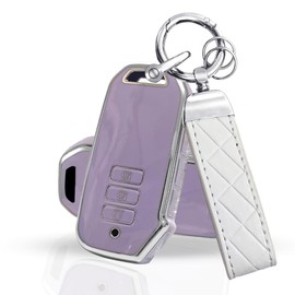 KULCSOK Key Fob Cover fit for KIA EV6 Sportage Plug in Hybrid 2024 2023 2022 TPU Key Cover Case Key Protector Keychain 7 Buttons Purple