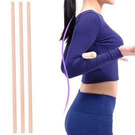 3Pcs Multi-Use Wooden Yoga Stick,Smooth Yoga Stick, Portable Posture Corrector Pole, Dowagers Hump Corrector, Neck Hump Corrector for Yoga Fitness Gym