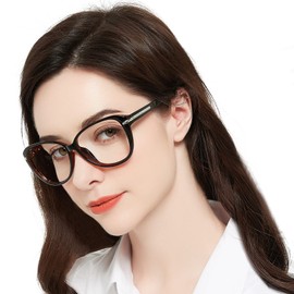 MARE AZZURO Oversized Round Reading Glasses 1.5 Women Large Readers 1.00 1.25 1.50 1.75 2.00 2.25 2.50 2.75 3.00 3.50 4.00 5.00 6.00 (Brown, 150)