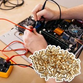 Yibuy 100pcs 2mm Dia 3.5mm Height Gold Plating Current Copper Pogo Pins Probe