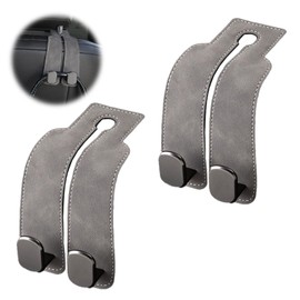 Jisrcha Car Accessories Interior, 2 Pieces Car Seat Double Hook Back Hook, Hook Car Seat Headrest, Storage Hook Car, Bag Holder Car for Hanging Bag, Handbag, Shopping Bags (Grey)