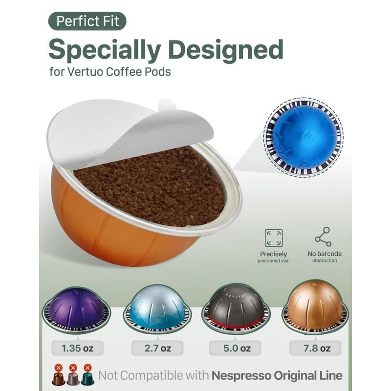 Grasseed 100Pcs Aluminum Foil Lids to Reuse Nespresso Pods, Pod
