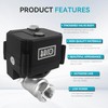 BACOENG Motorized Ball Valve, 2 Wire Auto Return 1/2" Stainless