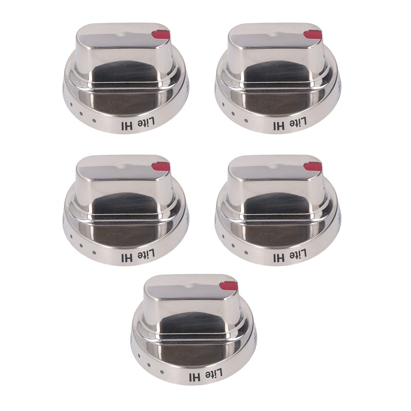 5Pcs Gas Stove Knob Cover Control Dial Knobs Stainless Steel