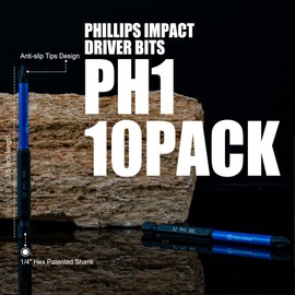 Facoow 10 Pack Phillips Impact Driver Bits, #1 Phillips Head Magnetic Screwdriver Bits Set, 3.5Inch S2 Alloy Steel Impact Bits, 1/4" Hex Shank Screwdriver Drill Bit, CNC Machined ph1 Impact Drill Bits