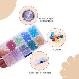 PandaHall 150pcs 10mm Faceted Crystal Glass Beads 10 Colors Rondelle Briolette Spacer Beads for DIY Jewelry Making