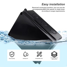 Surface-Mounted Junction Box, 150 x 110 x 70 mm Junction Box, Black IP65 Junction Box, Diameter 6-12 mm with Terminal and Mounting Accessories, for Basement, Garages