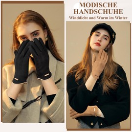 Kiiwah Women's Winter Gloves, 2 Finger Gloves with Flap, Thermal Gloves, Warm Plush Gloves, Winter Gloves for Women, khaki