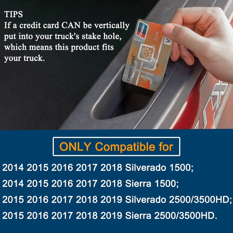 JKCOVER Bed Rail Stake Pocket Covers Compatible with 2014-2018 Chevy