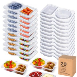 Youghuen 20 Sets, snack containers,Thickened Reusable Leak-proof Snack Container with Lid,snackle box container,Double Compartment Condiment Containers,Outdoor Activities, and On-the-Go Sauce Storage