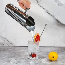 Modern Stainless Steel Water Pitcher Resistant Metal Drink Pitcher with Ice Guard 53 Ounce Polished Serving Pitcher for Water, Iced Tea, Juice or Beer Restaurant Ware by GwenB