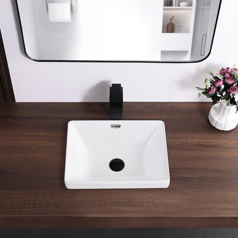 KARAMAG Small Bathroom Vessel Sink 16.7'' x 12.6'' Semi Recessed