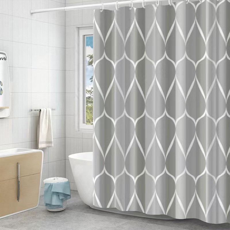 AIMALL 220x200cm (87x79in) Extra Long Fabric Shower Curtain with 12