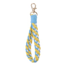 PATIKIL Boho Macrame Keychain, Handmade Wristlet Bracelet Keychain Keyring Holder Key Wrist Lanyard for Women Girls, Yellow Blue