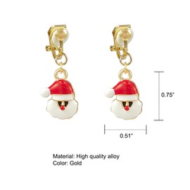 Clip On Christmas Earrings for Women Cute Snowman Tree Stocking Vintage Dangle Drop Clip-on Winter Earrings Candy Deer Wreath Gift Non Piercing Xmas Earrings Jewelry Set