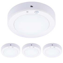 LIT-PaTH Battery Operated LED Flush Mount Ceiling Light, 6.1inch 5000K Motion Sensor Closet Lighting Fixture, 150LM Wireless Motion Celling Lamp for Closet Laundry Stair, 4-Pack (Battery Not Included)