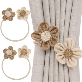 QIUMING Pack of 2 Flower Curtain Holders, Curtains, Clip Curtain Holders, Boho Curtain Holders, Curtain Tiebacks, Decorative Curtain for Home, Office, Living Room (Two-Tone)