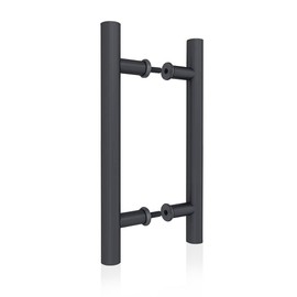 JUBEST 12" Push Pull Barn Door Handle, Double Side H Shape Sliding Door Handrail, Heavy Duty Swing Gate Handles, Flat Black