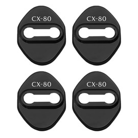 SAWAKAKI Mazda CX-80 Exclusive Door Striker Cover Door Lock Cover with Logo Anti Rust Metal Custom Parts Set of 4 (Black)