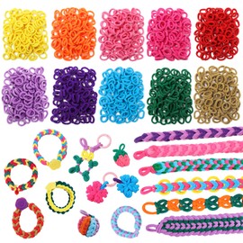 FUNiOi 1000 PCS Cat Weaving Loom Refill for Bracelet Making Kit, DIY Arts and Crafts Supplies, Baby Hair Ties for Girls Ages 6-12, Gift Idea for Kids and Beginners