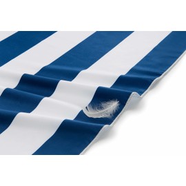 Fit-Flip XXL Beach Towel - Microfibre Bath Towel Large Microfibre Towels Lightweight and Quick Drying 100% Recycled Microfibre Towel - Navy Blue White Striped 200 x 90 cm