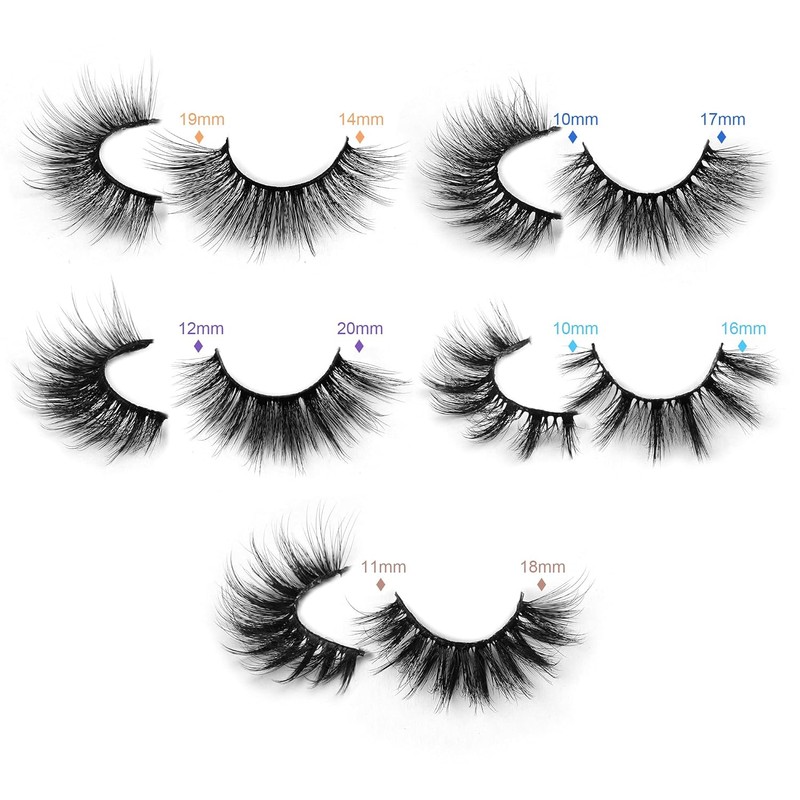 Pawotence False Eyelashes Wispy 18mm Natural 3D Mink Pack of