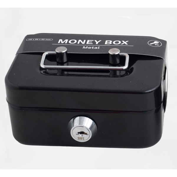 Small Cash Box, Small Safe, Cash Box with 2 Keys,