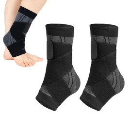Jravezt Ankle Supporter, Set of 2, Achilles Tendon Supporter, Ankle Stabilization, Thin, Stable Support, Elastic, Breathable, Shock Absorbing, Pressure Adjustment, Ankle Joint Protection, Standing