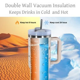 AGH 40 OZ Tumbler with Handle Laser Bull Head Pattern, Stainless Steel Insulated Cup with Lid Straw, Travel Coffee Cup Portable Car Tumbler for Outdoor Camping, Birthday Gift (Black)