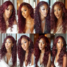 BilltiiWW Burgundy Human Hair Wine Red Bundles Color 99j Deep Wave Bundles Burgundy Brazilian Hair Extensions Weave Wet and Wavy Soft Silky for Black Woman 20 22 24 Inch
