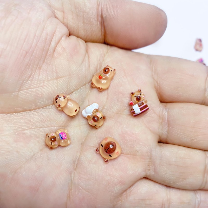 100PCS Mini Capybara Decor for Dollhouse Resin Tiny capybaras for