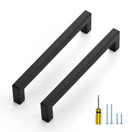 Ravinte 15 Pack Square Cabinet Pulls 6-1/4 Inch Black Kitchen Cabinet Handles Matte Black Kitchen Hardware for Drawer Pulls Drawer Handles Come with Screwdriver