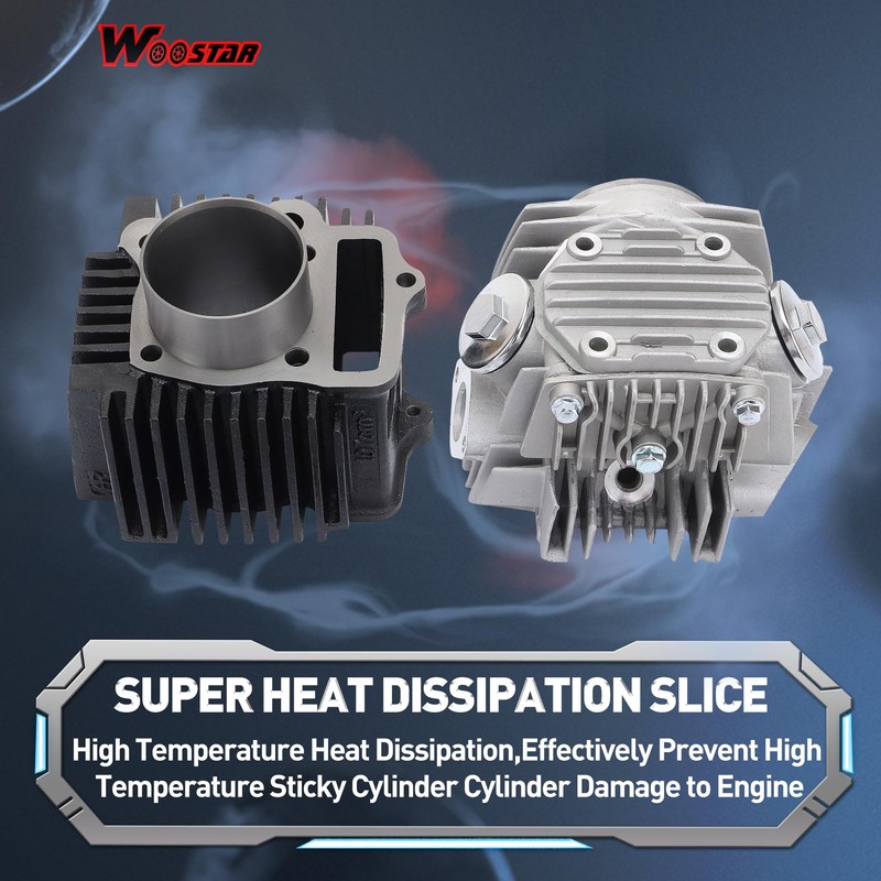 WOOSTAR 52.4mm Big Bore Cylinder and Head 66mm Valves Assembly