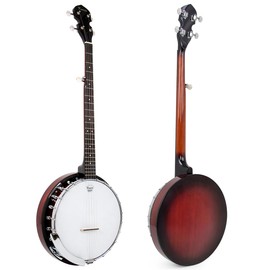 Kmise 5 String Resonator Banjo,Professional Sapele Back Full Size Banjos Starter Kit with Bag Tuner Strap Strings Picks Ruler Wrench Bridge
