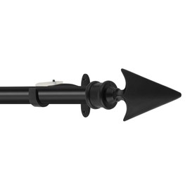 Deco Essential 2 Pcs Black Curtain Rods for Windows & Doors 66 to 120 Inch Adjustable Long Drapery Rods with Flat Arrow Finials & Brackets Set, 3/4 Inch