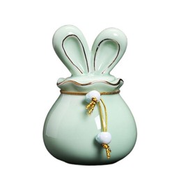 Leadigol Ceramic Jar Porcelain Tea Jar Food Storge Canister Dry Food Container Ceramic Rabbit Jar Tea Container Decorative Tea Jar