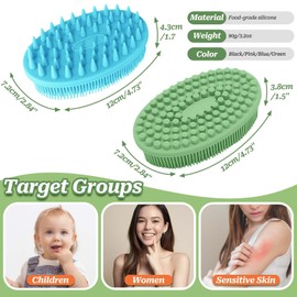 GEENOA Soft Silicone Body Scrubber 2PCS, Dual-Side Silicone Loofah for Shower, Gentle Loofa Alternative, Replaceable Brush Head to be Used Alone or with Long Handle (Bluex2)