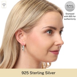 MAX + STONE 925 Sterling Silver Gemstone Round Hoop Earrings for Women 0.9 inches in Purple Amethyst with Click Tops